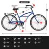 S26204 26 Inch Beach Cruiser Bike for Men and Women, Steel Frame, Single Speed Drivetrain, Upright Comfortable Rides, Multiple Colors