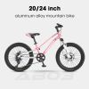 20" Youth Bike Kids Bike for Boys and Girls with Suspension Fork, 7-Speed Drivetrain, Multiple Colors.