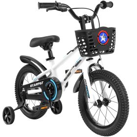 Kids Bike 16 inch for Boys & Girls with Training Wheels, Freestyle Kids' Bicycle with Bell,Basket and fender.