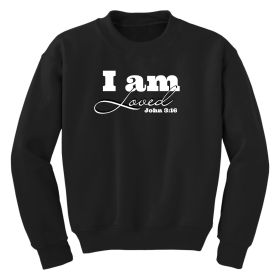 Girls Graphic Sweatshirt, i Am Loved - John 3:16 Illustration