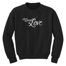 Girls Graphic Sweatshirt, Live Laugh Love Light Grey Illustration