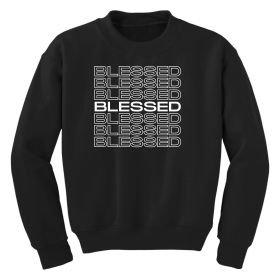 Girls Graphic Sweatshirt, Stacked Blessed Illustration