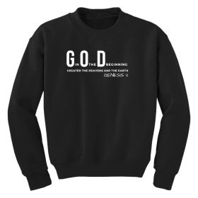 Girls Graphic Sweatshirt, God In The Beginning Created The Heavens