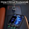 QOOVI 44W Car Charger PD USB Type C 3 Ports Fast Charging USB Quick Charge Phone Charger For iPhone 14 Pro Xiaomi Samsung Huawei