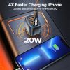 QOOVI 44W Car Charger PD USB Type C 3 Ports Fast Charging USB Quick Charge Phone Charger For iPhone 14 Pro Xiaomi Samsung Huawei