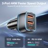 QOOVI 44W Car Charger PD USB Type C 3 Ports Fast Charging USB Quick Charge Phone Charger For iPhone 14 Pro Xiaomi Samsung Huawei