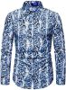 Snakeskin Long Sleeve Shirts Men's Casual Print Disco Button Down Shirt