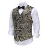 Mens Jacquard Paisley Vest, Casual Business Slim Fit Suit Vest