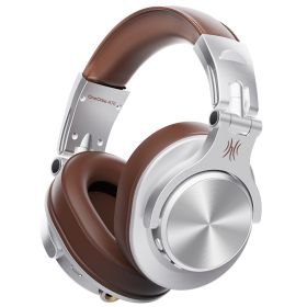 A70 Bluetooth 5.2 Headphones Stereo Over Ear Wireless Headset Professional Recording Studio Monitor DJ Headphones (Color: Silver)