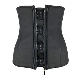 Women Latex Waist Trainer Body Shaper Corsets with Zipper Cincher Corset Top Slimming Belt Black Shapers Shapewear Plus Size (Color: BLACK)