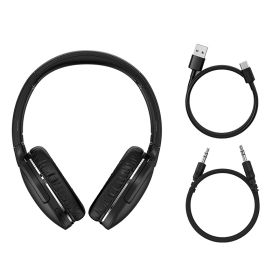 D02 Pro Wireless Headphones Bluetooth Earphone 5.0 Foldable Headset Sport Headphone Gaming Phone Fone Bluetooth Earbuds (Color: BLACK)