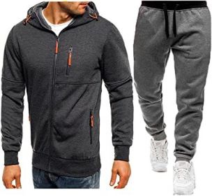 Mens 2 Piece Tracksuit Zipper Cardigan Hoodie Pants Sport Suit Running Jogging Athletic Casual Tracksuit Set (size: S)