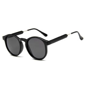 2022 Retro Round Sunglasses Women Men Brand Design Transparent Female Sun Glasses Men Oculos De Sol Feminino Lunette Soleil (Lenses Color: black)