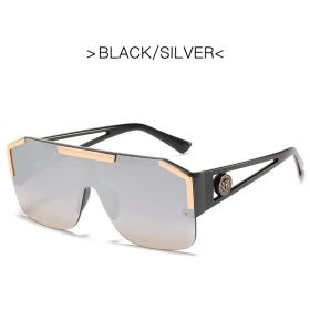 New Luxury Oversized Men Sunglasses Brand Designer Sun Glasses For Women Fashion Gradient Square Shades (Lenses Color: Black Sliver)