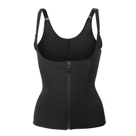 Zippered Waist Trainer Corset Waist Tummy Control Body Shaper Cincher Back Support with Adjustable Straps (size: M)