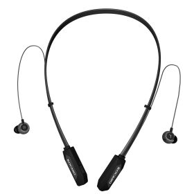 Wireless Neckband Headphones V4.2 Sweat-proof Sport Headsets Earbuds In-Ear Magnetic Neckbands Stereo Earphone (Color: BLACK)