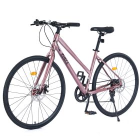 7 Speed Hybrid bike Disc Brake 700C Road Bike For men women's City Bicycle (Color: as Pic)