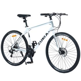 21 Speed Hybrid bike Disc Brake 700C Road Bike For men women's City Bicycle (Color: as Pic)