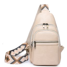 Sling Bag for Women Crossbody Purses Trendy PU Leather Small Sling Backpack Chest Bag for Women (Color: Beige)