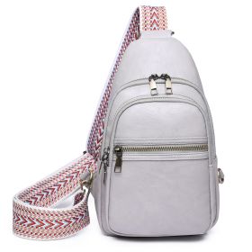 Sling Bag for Women Crossbody Purses Trendy PU Leather Small Sling Backpack Chest Bag for Women (Color: LIGHT GRAY)