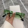 Vintage Fashion 2021 New Sunglasses Rimless Frameless Rectangle Shades Gradient UV400 Summer Traveling Sun Glasses for Women